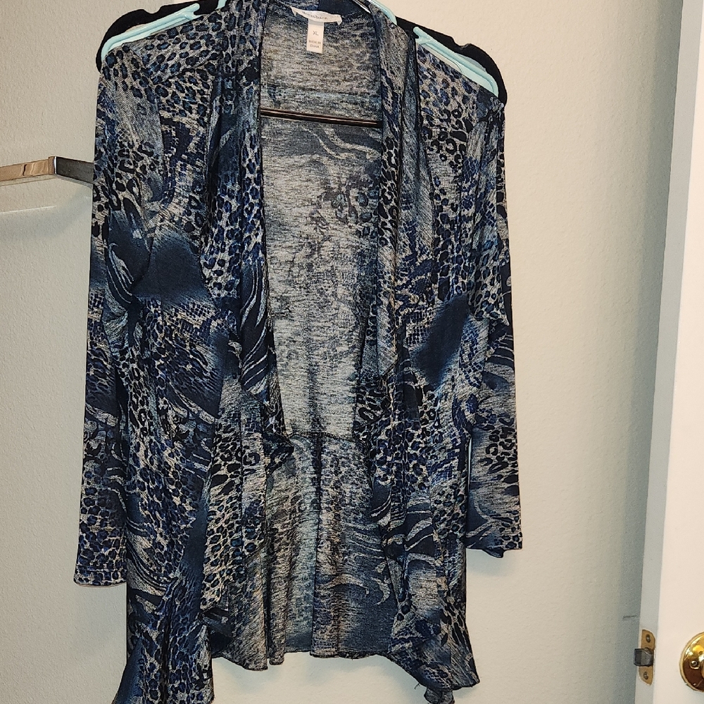 Dressbarn Blue and Gray Knit Cardigan